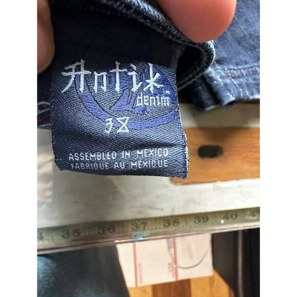 Antik Jeans Size 38 Denim Straight Leg Jeans Mid Rise Embellished Pockets Mens - Picture 6 of 9